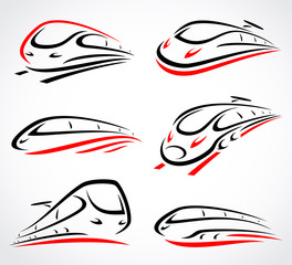 Train abstract set. Vector