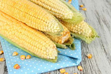 Fresh corn vegetable on wooden table