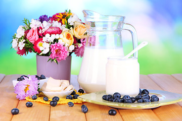 Fresh dairy products with blueberry
