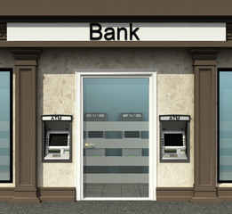 facade of a bank with automated teller machine