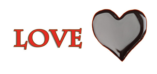 Heart made from chocolate syrup, isolated on  white
