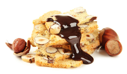 Biscotti with  nuts, isolated on white