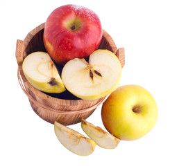 Apples in wooden bucket