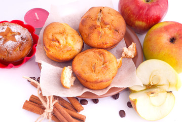 Naklejka na ściany i meble Muffins with apple and cinnamon