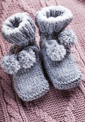 Knitted baby booties