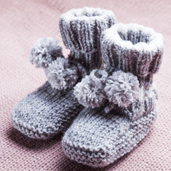 Knitted baby booties