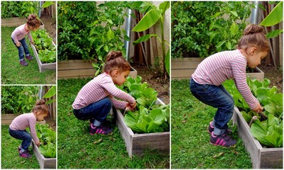 petite fille qui jardine
