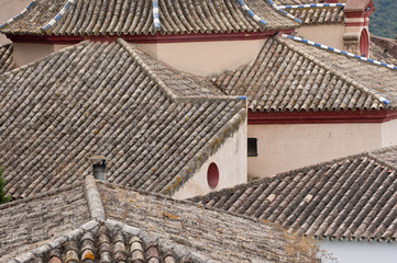 Tiled roof in Zahara de la Sierra town, Andalusia, Spain