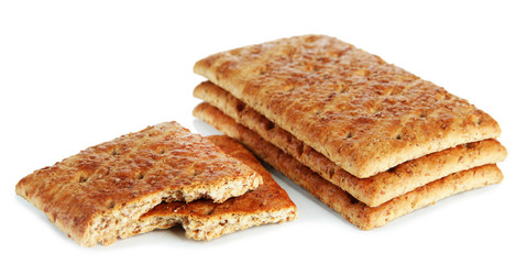 Delicious crackers isolated on white
