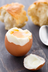Soft egg with fresh baguette