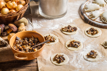 Forest ingredients for homemade dumplings