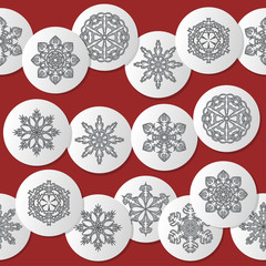 Vector pattern with snowflakes on a red background