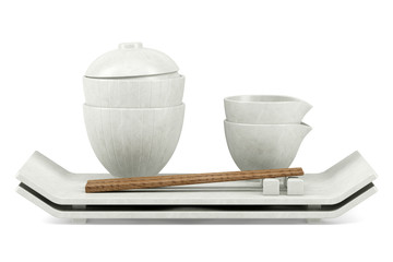 empty sushi set of dishes isolated on white background