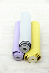 Wallpapers on wooden floor