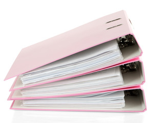 Pink folders, isolated on white