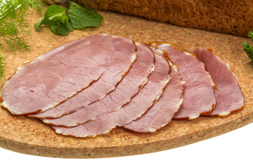 Ripe fresh ham with vegetables