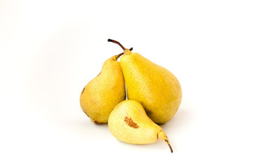 Three pears on white background