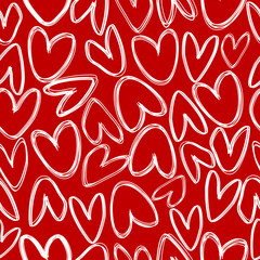 Red seamless with doodle hearts
