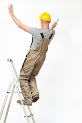 Worker falling from ladder