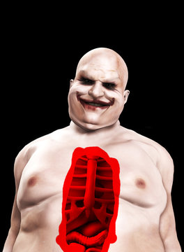 Fat Horrible Clown With Split Chest