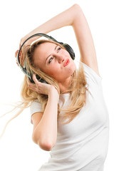 Naklejka premium woman with headphone