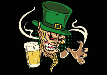 leprechaun holding beer