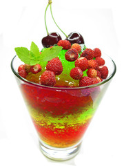 fruit jelly dessert with strawberry