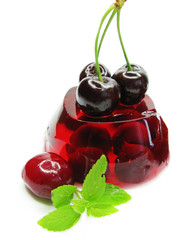 fruit jelly dessert with cherry
