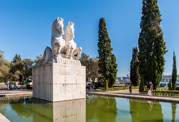 Sculpture de chevaux au Monastère des Jeronimos, Lisbonne