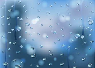 Wet Glass with raindrops. Vector illustration