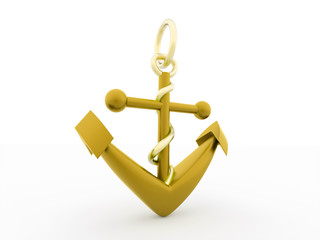 Gold anchor rendered isolated