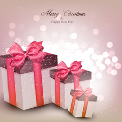 Vibrant christmas background with gift boxes.