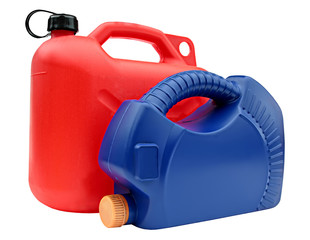 Plastic bottles from automobile oils isolated on a white