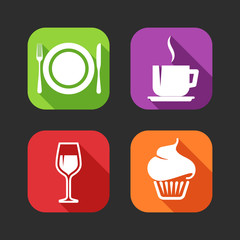 flat icons for web and mobile applications with meal signs