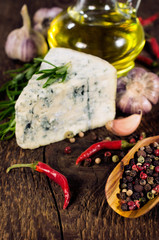 blue cheese , olive oil and  spices