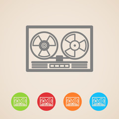 vector reel tape recorder icons