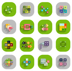 Infographic inside colorful circles. Flat icon set