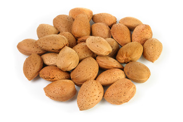 Heap of almonds in shells