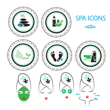 Spa icons set