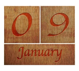 Wooden calendar January 9.