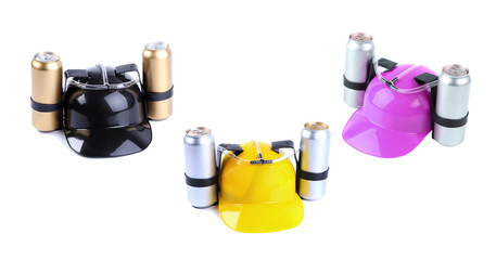 Hand free for drink hats collage.