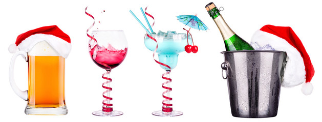 different  alcohol drinks set isolated