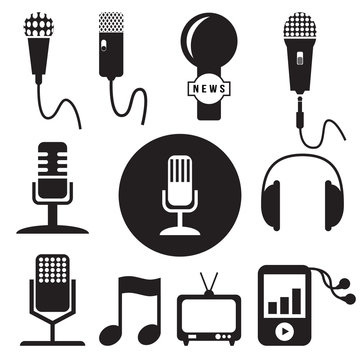 Music and recording studio icons set, vector format