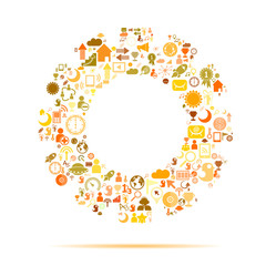 Info graphic design template with gear chain. Social network bac