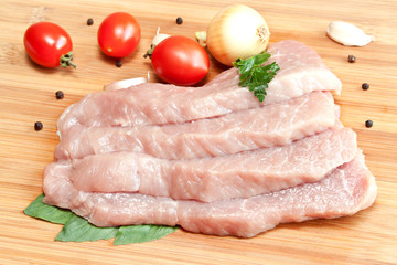 Raw pork with spices and vegetables