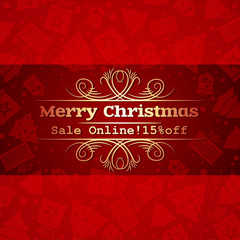 Naklejka na ściany i meble red christmas background and label with sale offer, vector