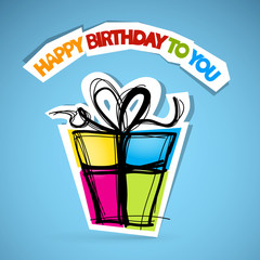 Vector Happy Birthday to You card on blue background