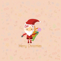 Vector Santa Girl Claus. Vector illustration for christmas card.