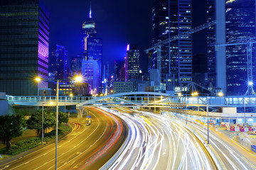 Fototapeta na wymiar Hong Kong city at night with light trails