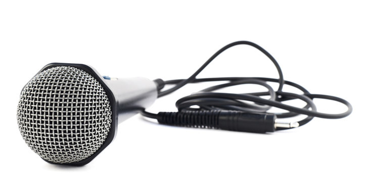 Black microphone isolated